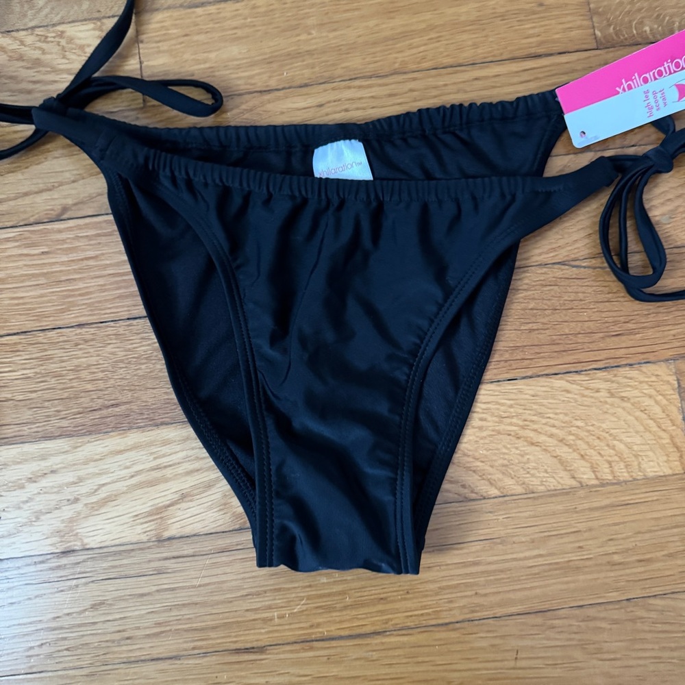Xhilaration Black Cheeky Bikini Bottom with Adjustable Ties